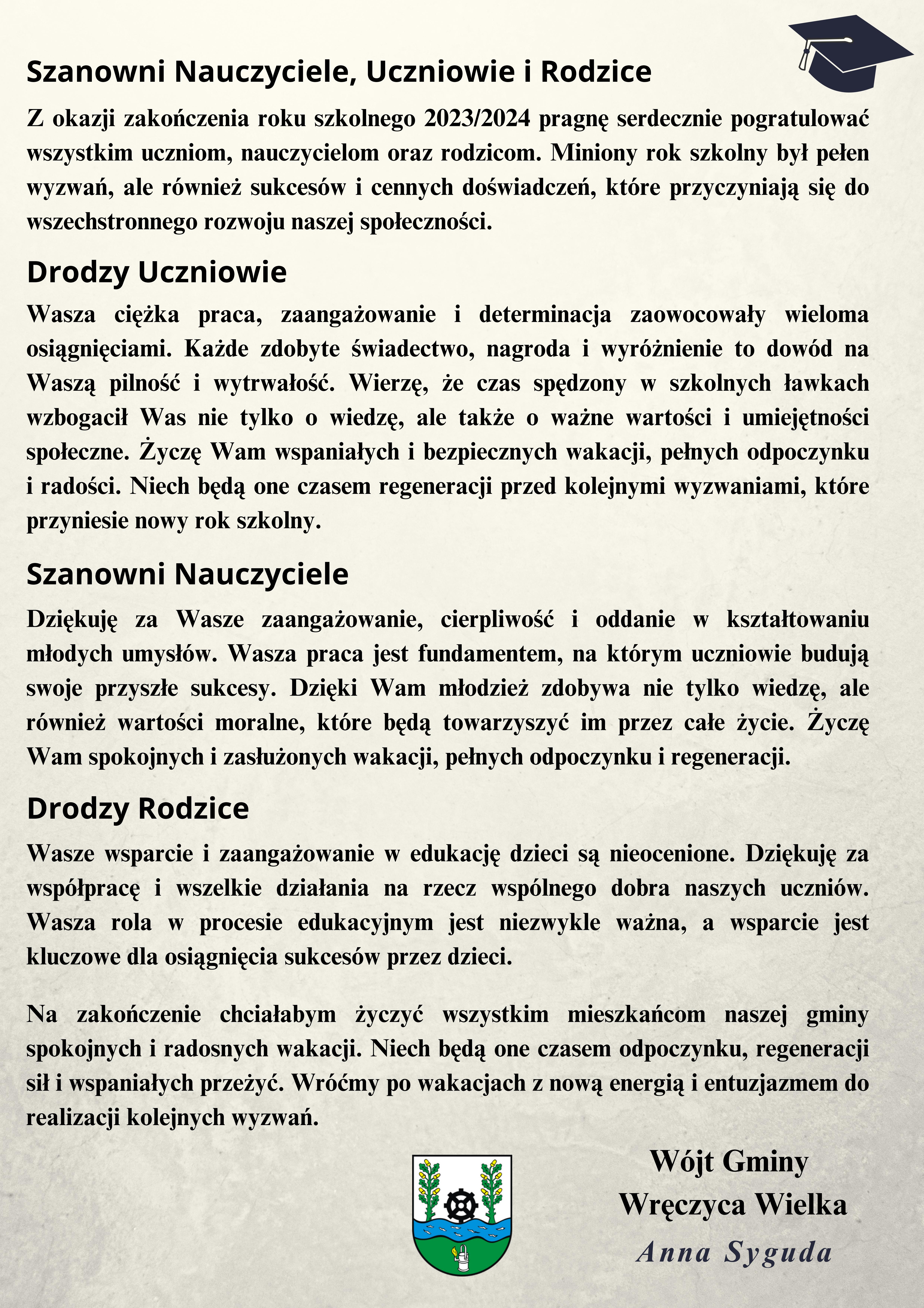 treść listu oprawiona grafiką